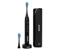 emmi Sonic Flex Brosse à dents sonique - Brosse à dents électrique avec 5 modes et 25 niveaux d'intensité, étui de voyage UV, charge sans fil et USB-C, batterie jusqu'à 90 jours, 2 têtes de brosse