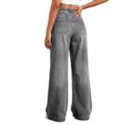 EMMIOL Baggy Jean Femme Jambe Large Taille Haute Pantalon | Elastique Droit Vintage Jeans Y2K Chic Streetwear Confortable Denim Pantalons avec Poches Avant et Arrière