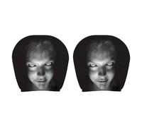 Emmoal 4PCS Ghost Face Car Headrest Cover Scary Elastic Seat Headrest Protector | Halloween Car Decor Interior Decoration ，F 2pc：28x26cm