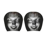 Emmoal 4PCS Ghost Face Car Headrest Cover Scary Elastic Seat Headrest Protector | Halloween Car Decor Interior Decoration ，G 2pc：28x26cm
