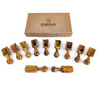 EMNA - 11 mini cuillères en bois d'olivier - Cuillère doseuse extra petite d'environ 6 cm - Boîte cadeau élégante - Pelle à épices - Idée cadeau pour la fête des mères - Idée cadeau pour les gourmets