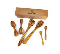 EMNA Coffret cadeau en bois d'olivier, accessoires de cuisine durables, couverts à salade faits à la main, presse-citron en bois, idée cadeau noble, cadeau de Noël, cadeau d'anniversaire pour femmes