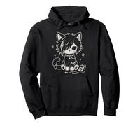 Emo Cat avec écouteurs Motif Chaton Sweat à Capuche