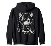 Emo Cat avec écouteurs Motif Chaton Sweat à Capuche