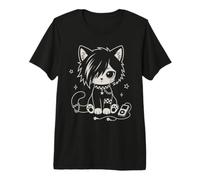 Emo Cat avec écouteurs Motif Chaton T-Shirt Haut de Gamme