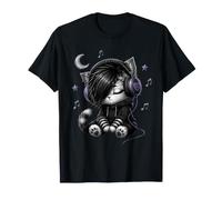 Emo Cat Music Lover Gothic Goth Girl Alt E-Girl T-Shirt