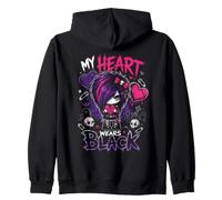 Emo Goth Girl Esthétique Cœur Noir Alternative Gothique Sweat à Capuche