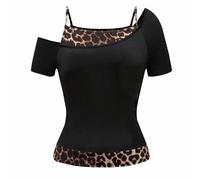 Emo Grunge Lot de 2 t-shirts vintage pour femme Y2K avec guitare graphique bébé Thé gothique esthétique manches courtes épaules dénudées Crop Tops Harajuku Punk Streetwear Haut tendance, Q noir., XL