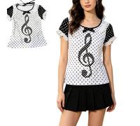 Emo Grunge Tops Y2k Music Shirt，Vintage Aesthetic Cute Emo Grunge Style 2000s Clothing Whimsy Twee Tees (White,S)
