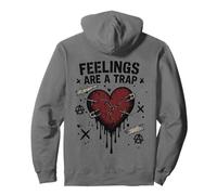 Emo Punk Heart Graphic Feelings Alternative Style Gothique Sweat à Capuche