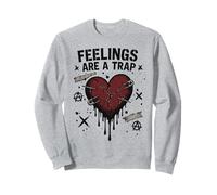 Emo Punk Heart Graphic Feelings Alternative Style Gothique Sweatshirt