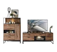 Emob Ensemble de salon Manhattan - Meuble TV - Armoire - Design marron noyer