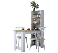 Emob - Locelso Table de cuisine | 100% Mélamine | Noyer blanc