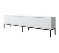Emob Meuble TV moderne chic : Woody Fashion | Pieds en métal | 100 % mélamine | 180 x 47 x 30 cm | Noir et blanc