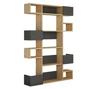 Emob - Woody Fashion Bookshelf | 100% Melamine | 18mm Thickness | 120cm x 171cm x 20cm | Oak Anthracite