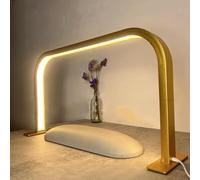 emobwdy Lampe De Bureau à LED Demi-Lune 3000-6000k pour EsthéTiciennes, Techniciennes des Ongles, EsthéTiciennes, Lampe à Cils avec Gradation Et RéGlage De La Luminosité,Gold