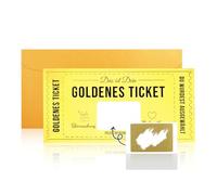 eModwey Bon à Remplir Soi-même avec Autocollant à Gratter - Ticket Doré pour Anniversaire, Cinéma, Repas, et Autres Occasions Spéciales, Enveloppe Dorée Incluse