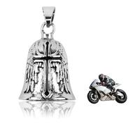 eModwey Clochette Moto Guardian Ride Bell, Huile Cloche de Moto Cloche de Gardien, Acier Inoxydable, Forme d'Ange Gardien, Idéale pour Motards, Accessoire de Moto avec Anneau pour Suspension