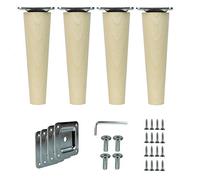 emoebelbeschlaege woplus_de Lot de 4 pieds de meubles en bois de hêtre, droits, longueur 15 cm, surface propre (droit, 15 cm),