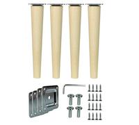 emoebelbeschlaege woplus Lot de 4 pieds de meubles en bois de hêtre, droits, longueur : 25 cm, surface propre (droit, 25 cm), woplus_de