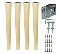 emoebelbeschlaege woplus Lot de 4 pieds de meubles en bois de hêtre - Longueur : 35 cm - Surface propre (droit [35 cm])