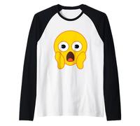 Emoji Officiel Fear Scream Jaune Sourire Visage Halloween Manche Raglan
