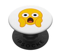 Emoji Officiel Fear Scream Jaune Sourire Visage Halloween PopSockets PopGrip Adhésif