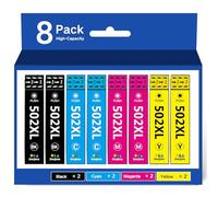 Emojink 502 XL Cartouches d'encre Compatible pour Epson 502 XL 502XL pour Expression Home XP-5100 XP-5105 XP-5150 XP-5155 Workforce WF-2865 WF-2880 WF-2885, 8 Pack