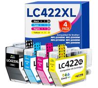 Emojink LC422XL Cartouches d'encre, BK-3000/CMY-1500 Pages, pour Brother LC422XL LC422 XL LC422VAL LC422XLVAL Multipack pour Brother MFC-J5340DW MFC-J5345DW MFC-J5740DW MFC-J6540DW MFC-J6940DW
