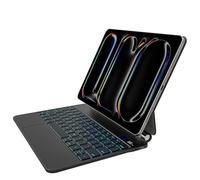 Emoonland Étui clavier pour iPad Pro 11" 2024 et iPad Pro M4 - Clavier magique avec pavé tactile, support magnétique facile à régler, rétroéclairage 7 couleurs, mise en veille/réveil automatique