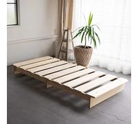 EMOOR Cadre de Lit Plateforme Basse à Lattes en Bois KAN SUNOKO 97 x 197 cm pour Matelas Futon Japonais Taille Single Pin Massif (Non Peint), Tatami de Sommeil au Sol