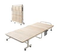 EMOOR Cadre de Lit Pliant à Lattes en Bois (102x208cm), Matelas Futon Japonais Tatami Petite Chambre Dortoir Naturel