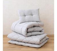 EMOOR Ensemble Futon Japonais (Matelas, Couette, Oreiller) 100x210cm Made in Japon, Grey-Light, Classe III Lit de Couchage Pliable Tatami Mat Shikibuton