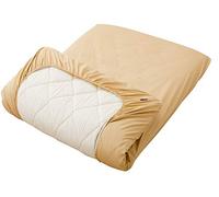 EMOOR Housse 100 % coton (drap-housse élastique) pour matelas futon japonais EM-Color, lit double/complet, beige, fabriqué au Japon