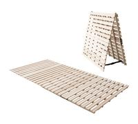 EMOOR Lit à Lattes en Bois de Type Pliable Double Taille (96 x 197 cm) FRANCO-TOWER pour Matelas Futon de Sol Japonais, Paulownia Non Peint, Literie de Sommeil Invité Tatami Mat