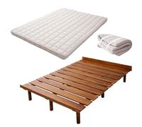 EMOOR Matelas futon Japonais 160 x 200 cm Machi & Sommier à Lattes en Bois OSMOS (Rétro-Marron) Pin Massif Hauteur Réglable 5/18/31 cm Tatami Mat