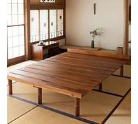 EMOOR Sommier Lit à Lattes en Bois OSMOS 140 x 200 cm pour Matelas Futon Japonais Pin Massif (Rétro-Marron), Hauteur Réglable (5/18/31cm) Tatami Mat