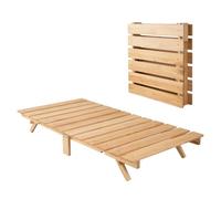 EMOOR Sommier Lit à Lattes en Bois Pliable OSMOS 97 x 197 cm pour Matelas Futon Japonais Pin Massif (Terre-Naturel), Tapis de Tatami Pliable et Rangeable pour Petite Pièce
