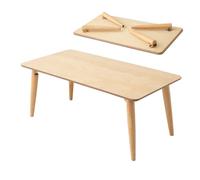 EMOOR Table Basse Pliante en Bois Rectangulaire-Grande de Plancher Naturel, Table Basse Petite Pièce Salle de Tatami Japonais Minimaliste