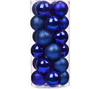 Emopeak Lot de 24 boules de Noël bleu marine pour décoration d'arbre, mini boules de Noël de 3,99 cm, boules de Noël incassables pour décoration de fête de mariage