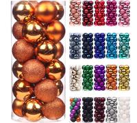 Emopeak Lot de 24 Boules de Noël incassables à Suspendre pour Sapin de Noël - Décoration de fête de Mariage (Orange, 3 à 3,1 cm)