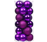 Emopeak Lot de 24 boules de Noël incassables pour décoration de sapin de Noël - Boules de Noël à suspendre - Décoration de fête de mariage (violet, 3 à 3,1 cm)