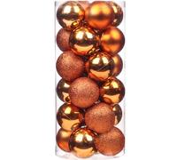 Emopeak Lot de 24 boules de Noël orange pour décoration d'arbre, Boules de Noël mini de 3,99 cm, Boules de Noël incassables pour suspension pour décoration de fête de mariage