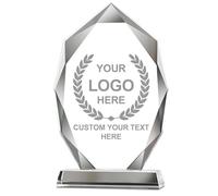Emoragifou 8,2 x 13 cm - Plaque de récompense personnalisée en cristal gravée avec votre logo/emblème/texte, récompenses et trophées personnalisés pour le sport, les événements d'entreprise, les