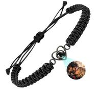 Emoragifou Bracelet Photo Personnalisé Coeur, Bracelet Homme Personnalisé, Bracelet Photo de Projection avec sa Propre Photo, Cadeau Photo pour Femme Petite Amie Homme Maman Papa Anniversaire NoëL