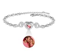Emoragifou Bracelet Photo Personnalisé Coeur, Bracelet Homme Personnalisé, Bracelet Photo de Projection avec sa Propre Photo, Cadeau Photo pour Femme Petite Amie Homme Maman Papa Anniversaire NoëL