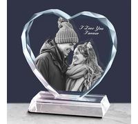 Emoragifou Cadre photo en cristal, cadeau personnalisé pour anniversaire de mariage, petit ami, image gravée au laser en cristal, cadeaux d'anniversaire personnalisés pour femme, maman, papa, elle,