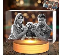 Emoragifou Photo en cristal 3D, cadeaux personnalisés pour femme, cadeaux d'anniversaire personnalisés pour homme, maman, elle, lui, mari, cadeau commémoratif d'anniversaire, cadre photo en cristal