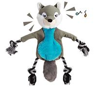 Emorefun Jouet couineur pour chien sans rembourrage en forme de renard avec papier froissé, jouet pour chien avec pattes en corde, jouet à mâcher pour chiens de petite et moyenne taille, jouet à tirer