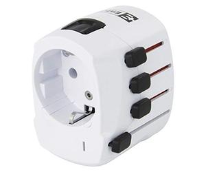 Emos Adaptateur de Voyage pour européenne et d'outre-mer, Blanc, 1.103200